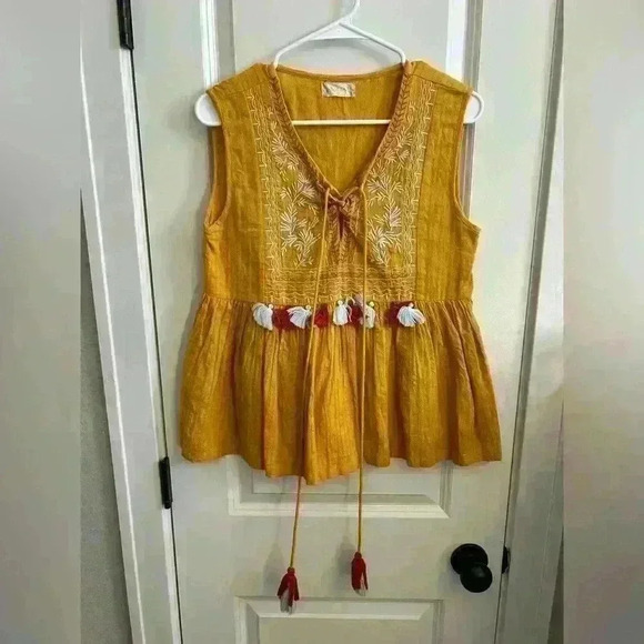 Altar'd State Tops - Altard State mustard color tassel babydoll top. Size small.